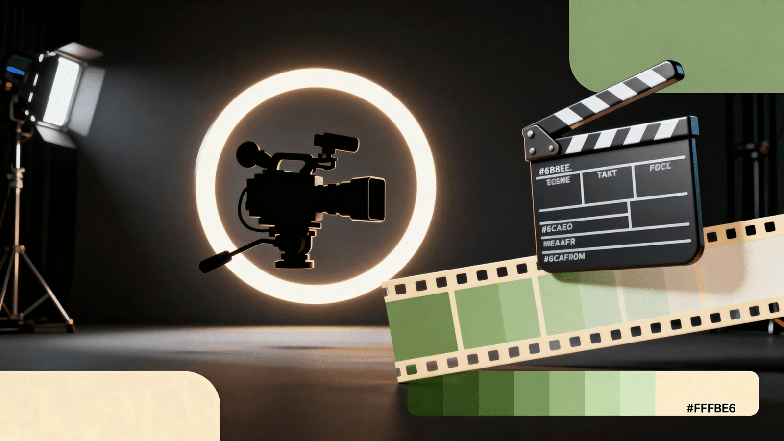 http://Kamera%20und%20Regieklappe%20in%20einem%20Filmstudio%20mit%20Beleuchtung.%20Die%20Szene%20zeigt%20eine%20professionelle%20Filmumgebung,%20ideal%20für%20die%20Produktion%20von%20Videos%20und%20Filmen.