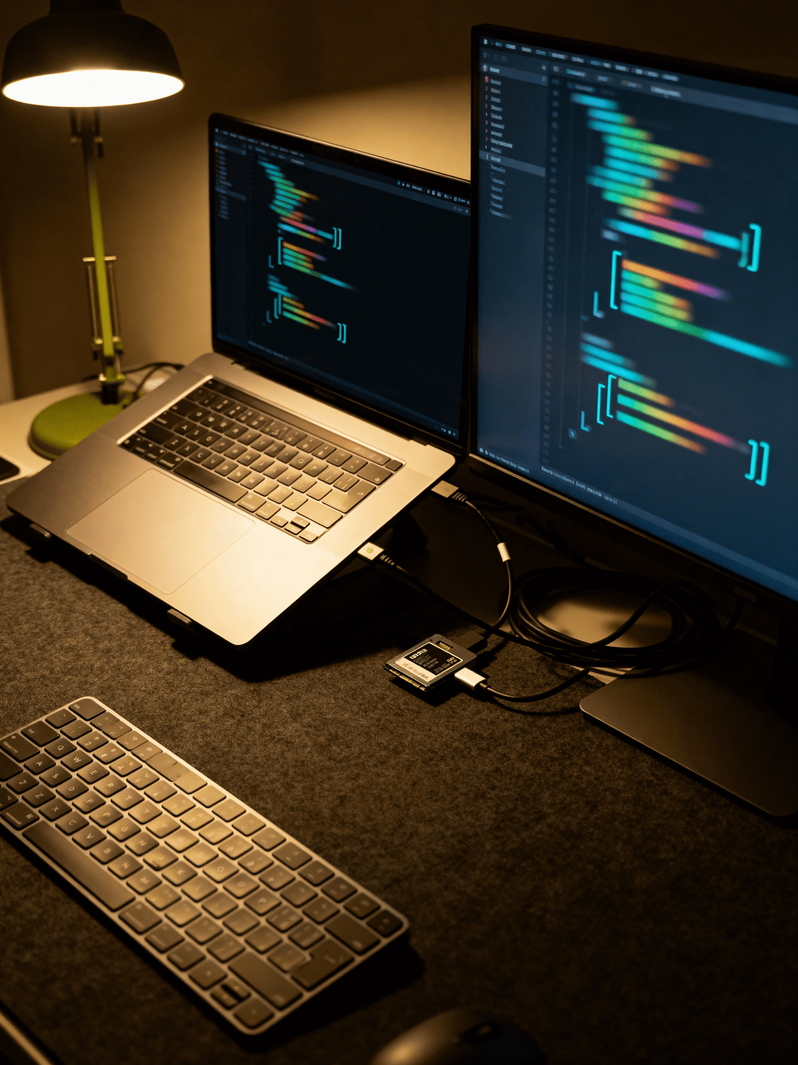 http://Arbeitsplatz%20mit%20Laptop%20und%20zwei%20Monitoren,%20die%20Programmiercode%20anzeigen,%20sowie%20einer%20modernen%20Tastatur%20und%20einer%20Schreibtischlampe.%20Ideal%20für%20Entwickler%20und%20kreative%20Profis.