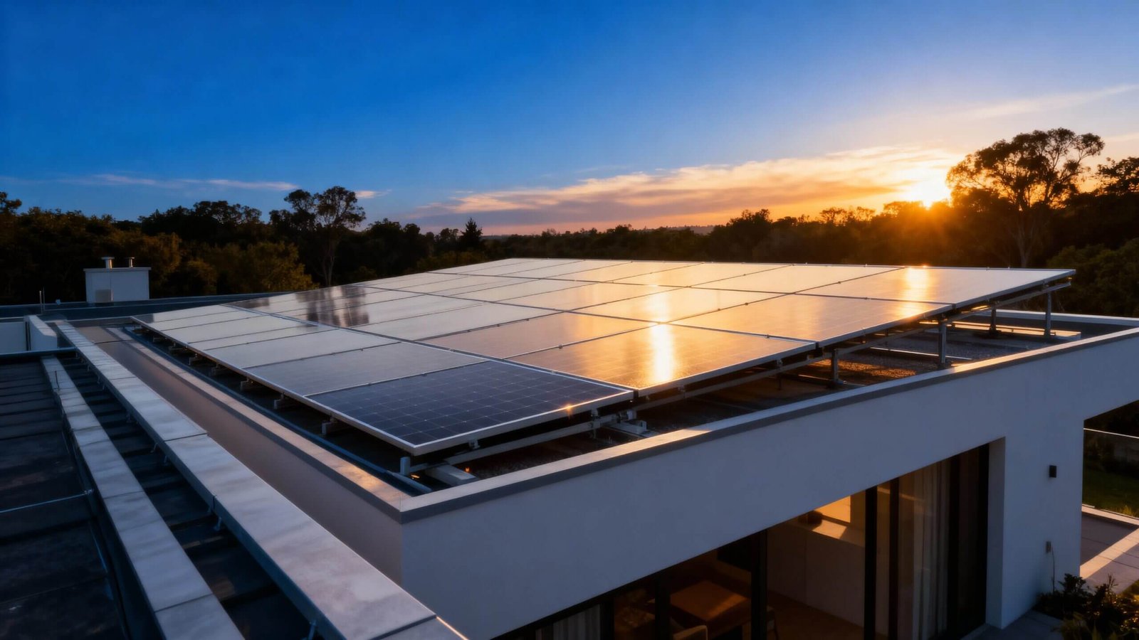 http://Solaranlage%20auf%20dem%20Dach%20eines%20modernen%20Hauses%20bei%20Sonnenuntergang,%20mit%20reflektierenden%20Solarpanelen,%20die%20nachhaltige%20Energieerzeugung%20symbolisieren.