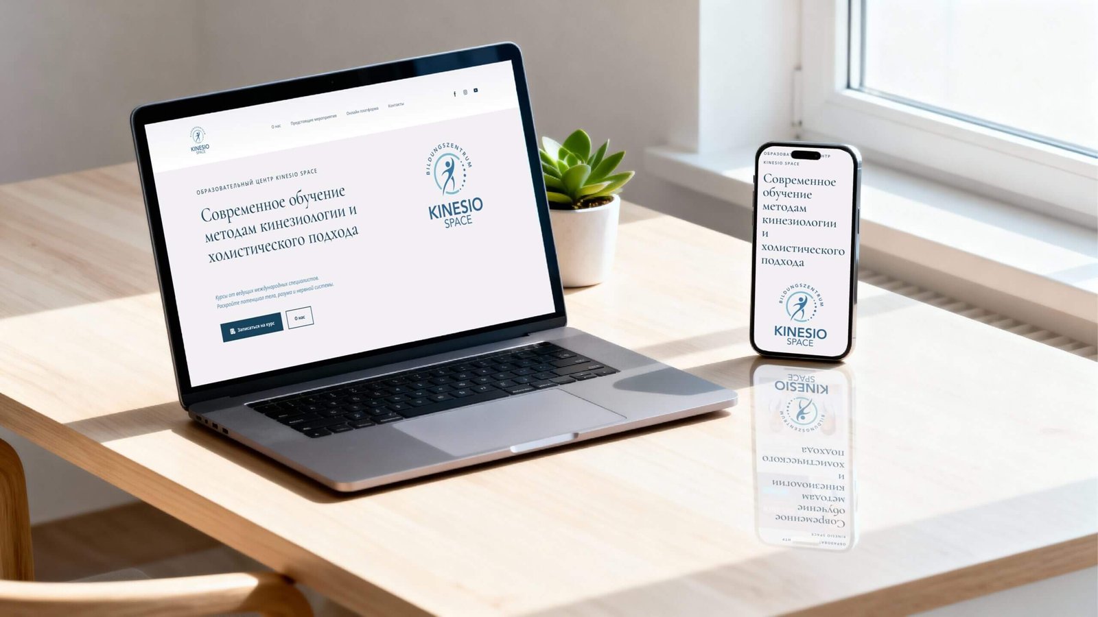 http://Laptop%20und%20Smartphone%20auf%20einem%20Holztisch,%20beide%20zeigen%20die%20Website%20des%20Bildungszentrums%20KINESIO%20SPACE,%20das%20moderne%20Methoden%20der%20Kinesiologie%20und%20einen%20ganzheitlichen%20Ansatz%20anbietet.%20Im%20Hintergrund%20ist%20eine%20kleine%20Pflanze%20sichtbar.